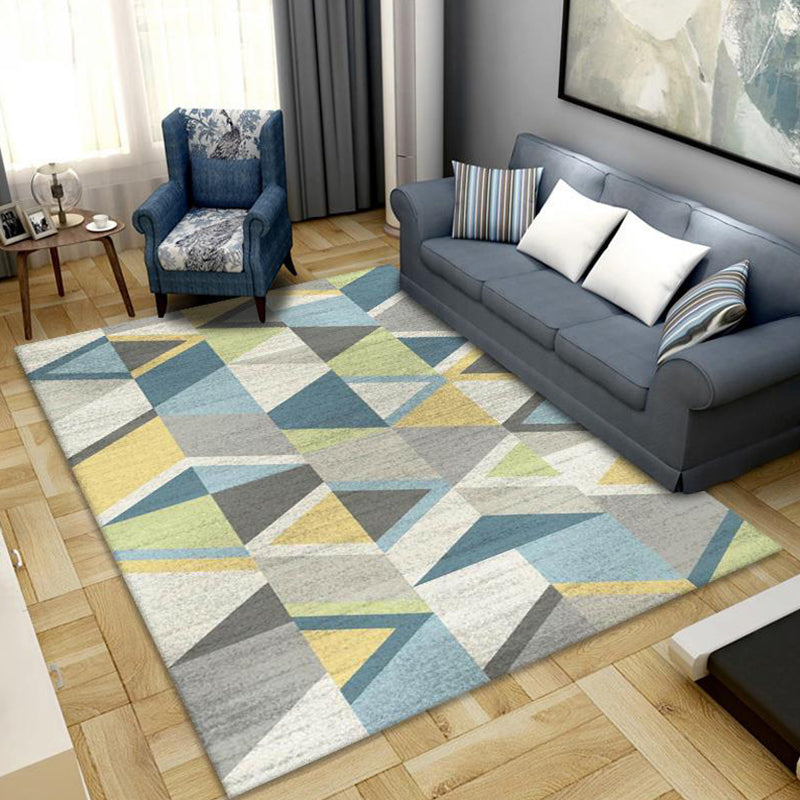 Bright Color Block Patchwork Rug Polyester Contemporary Carpet Stain-Proofing Area Rug for Home Decor