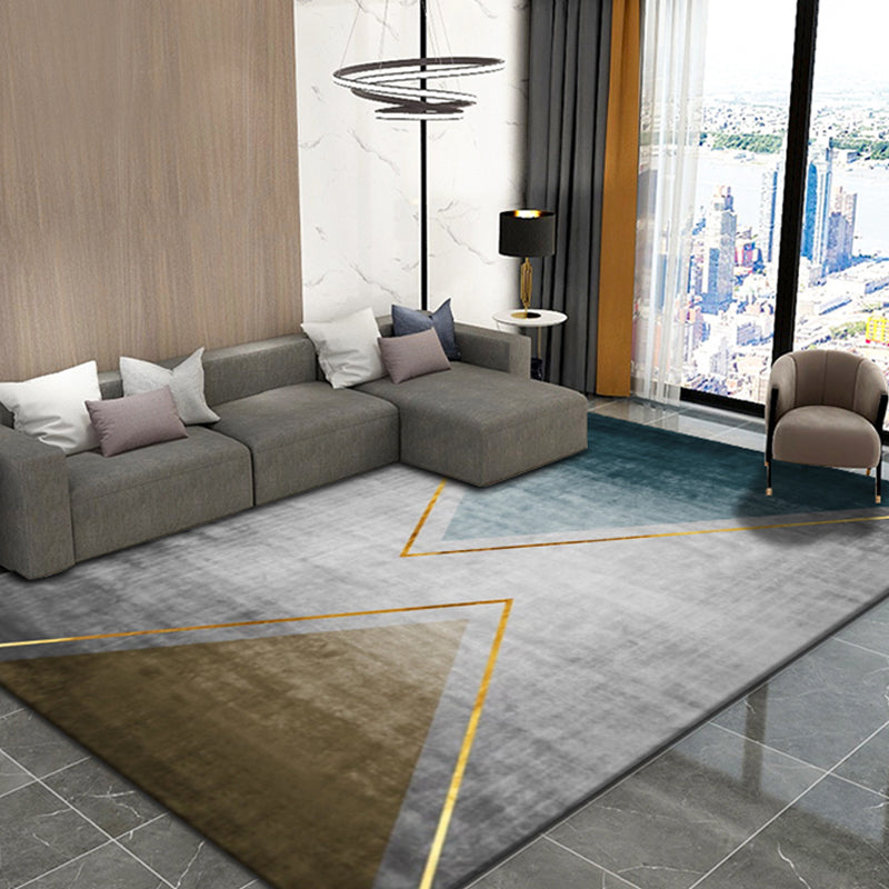 Modern Style Triangles Pattern Rug Multi-Color Polyester Carpet Pet Friendly Indoor Rug for Living Room