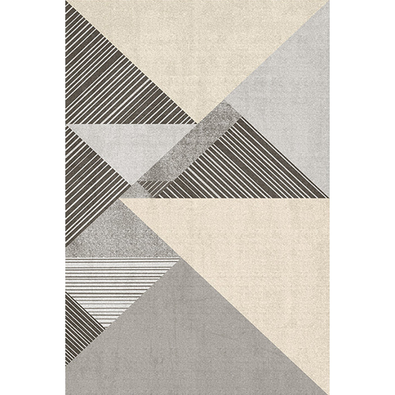 Pastel Grey Modern Rug Polyester Color-Blocking Triangle Carpet Pet-Friendly Rug for Living Room