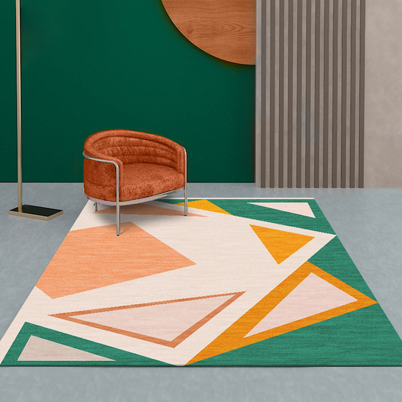 Minimalism Geometrical Pattern Rug Green Polypropylene Carpet Anti-Slip Indoor Rug for Living Room