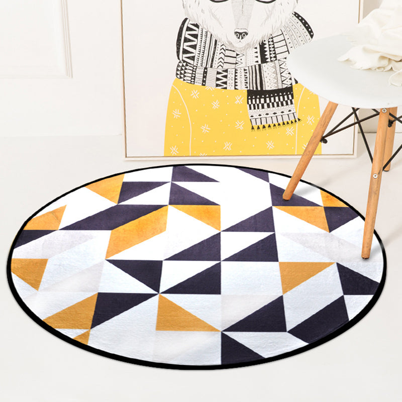 Modern Living Room Area Rug Multi-Color Triangular Pattern Carpet Polyester Washable Rug