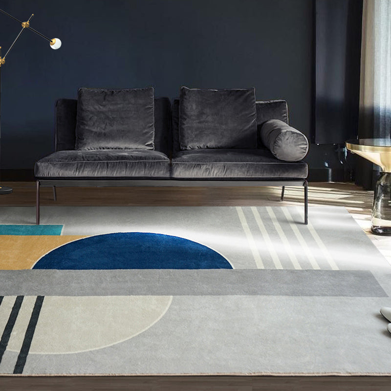 Trendy Nordic Style Rug Multi-Color Geometry Carpet with Stripes Washable Indoor Rug for Home