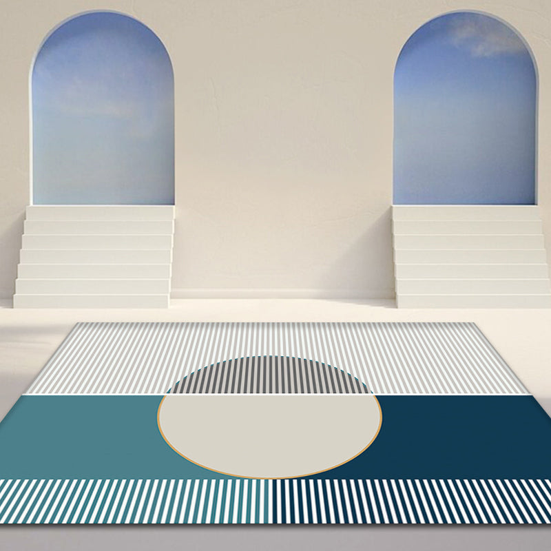 Trendy Nordic Style Rug Multi-Color Geometry Carpet with Stripes Washable Indoor Rug for Home