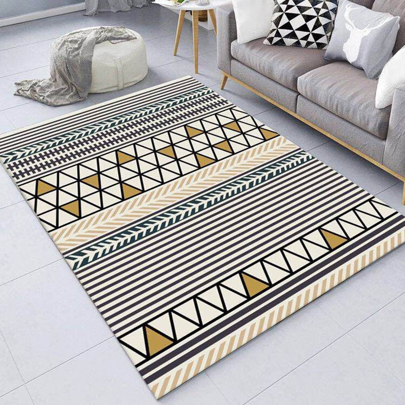 Trendy Triangle Patterned Rug Light Color Modern Area Carpet Polyester Pet Friendly Rug for Home Decor