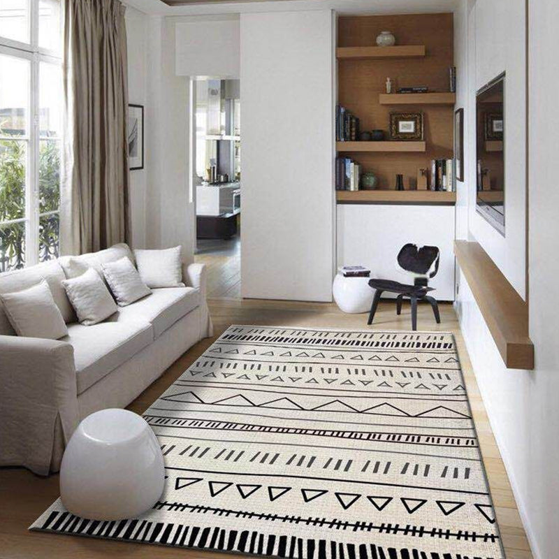Trendy Triangle Patterned Rug Light Color Modern Area Carpet Polyester Pet Friendly Rug for Home Decor