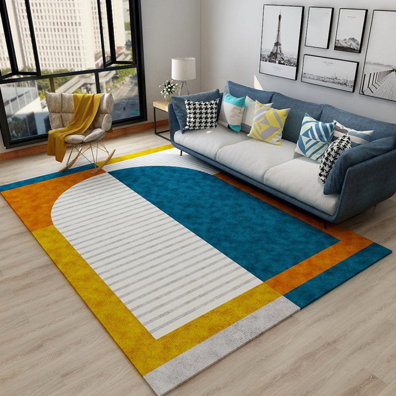 Modernist Colorblock Rug Morandi Color Polypropylene Area Rug Pet-Friendly Carpet for Home Decor