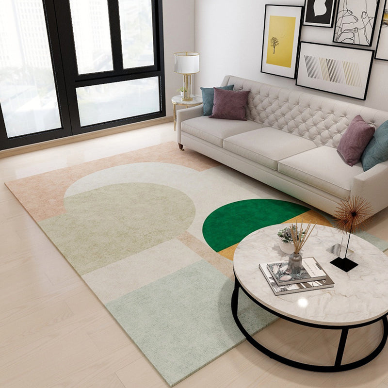 Modernist Colorblock Rug Morandi Color Polypropylene Area Rug Pet-Friendly Carpet for Home Decor