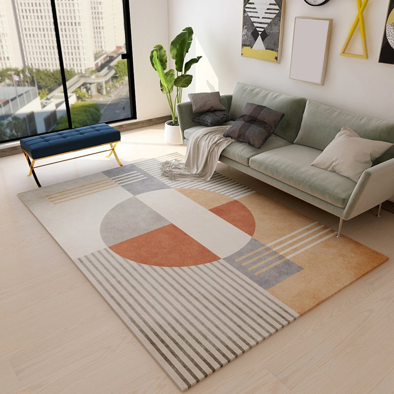 Modernist Colorblock Rug Morandi Color Polypropylene Area Rug Pet-Friendly Carpet for Home Decor