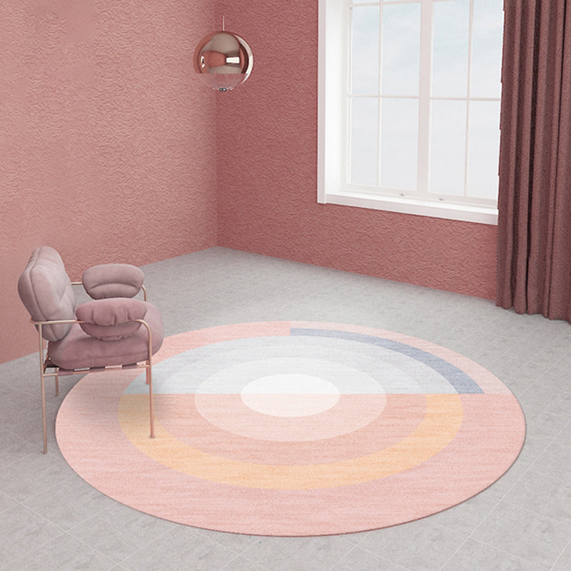 Aesthetics Modern Area Rug Pastel Concentric Round Carpet Anti-Slip Backing Rug for Room
