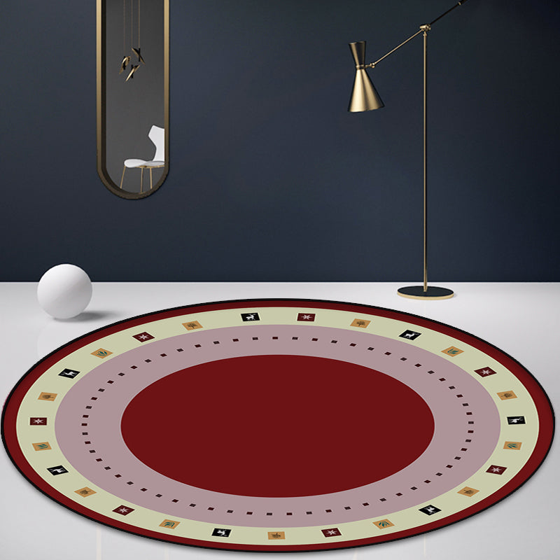 Bright Circle Rug Synthetics Simple Style Carpet Pet Friendly Non-Slip Rug for Living Room