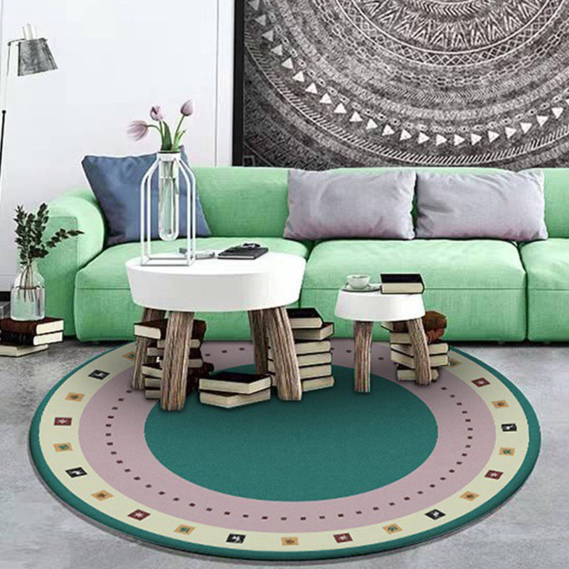 Bright Circle Rug Synthetics Simple Style Carpet Pet Friendly Non-Slip Rug for Living Room