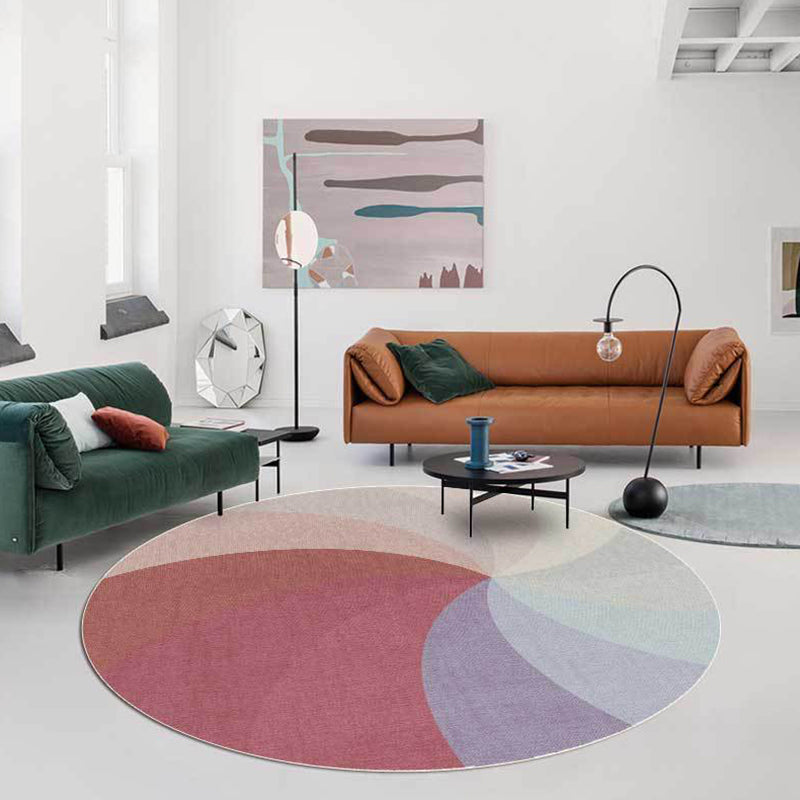 Contemporary Windmill Area Rug Red Polypropylene Rug Washable Anti-Slip Backing Carpet for Home