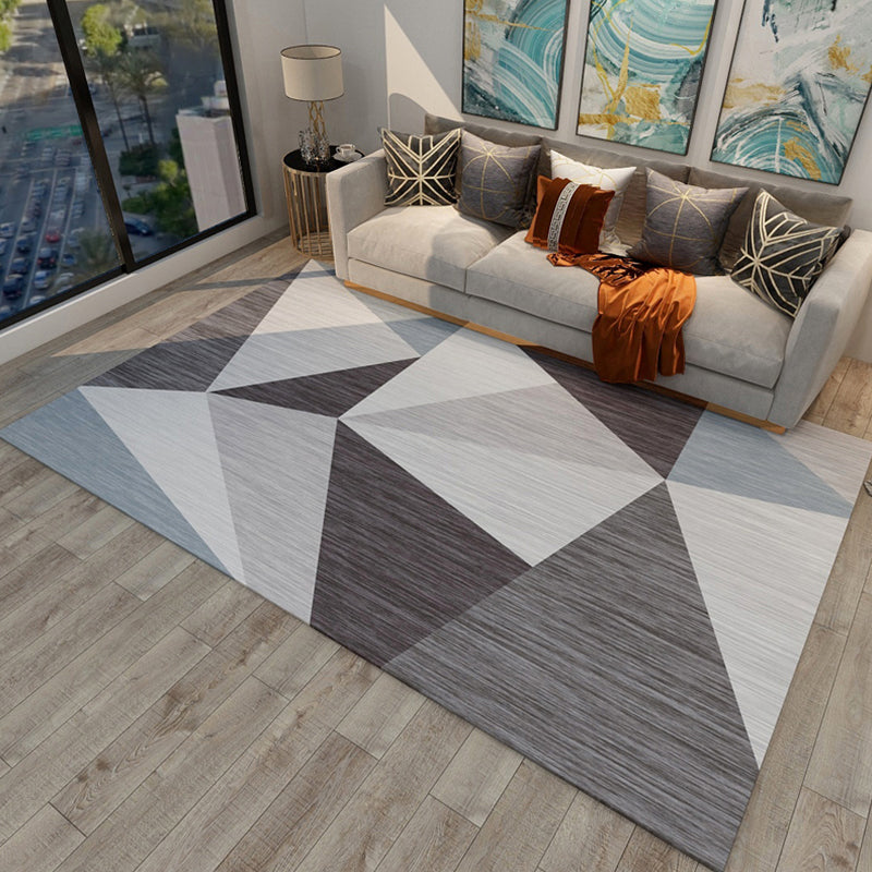Stylish Multi Color Contemporary Rug Polyester Colorblock Geometrical Rug Stain Resistant Carpet for Home