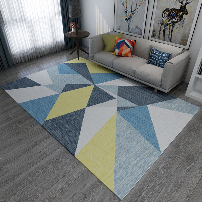Modern Home Area Rug Multicolor Triangle Color Blocking Carpet Synthetics Washable Non-Slip Rug