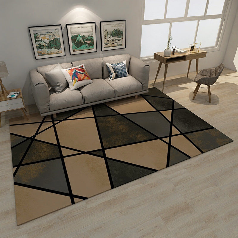 Modern Home Area Rug Multicolor Triangle Color Blocking Carpet Synthetics Washable Non-Slip Rug