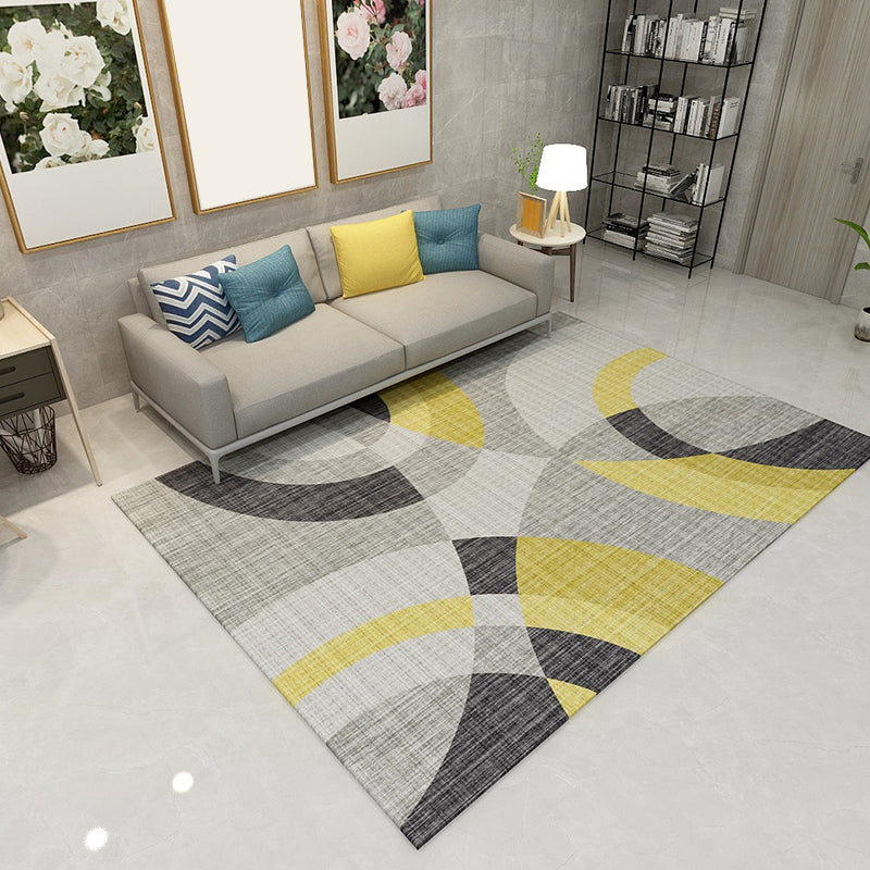 Multi-Color Modern Rug Polypropylene Geometrical Shapes Area Carpet Anti-Slip Backing Pet Friendly Rug for Room