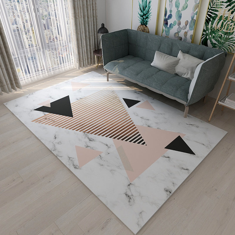 Stylish Geometric Rug Multi Colored Contemporary Indoor Rug Polyester Easy Care Non-Slip Area Carpet for Home