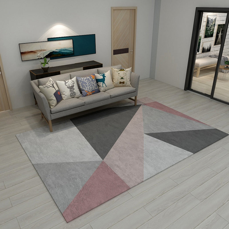 Scandinavian Living Room Rug Soft Color Geometry Carpet Polypropylene Non-Slip Machine Wash Rug
