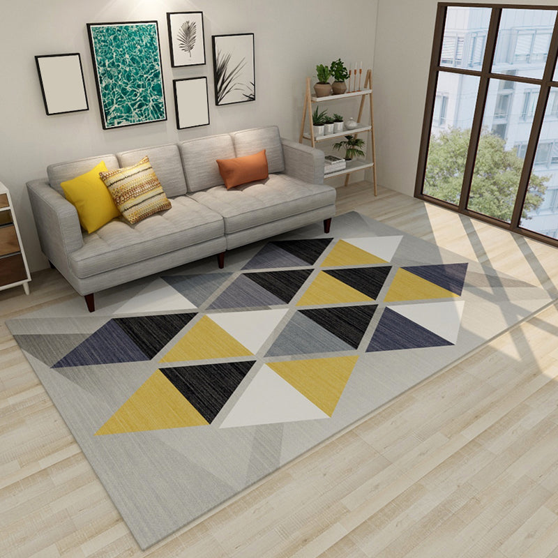 Dark Modern Style Rug Polyester Colorblock Geometric Patterned Rug Machine Wash Anti-Slip Carpet for Room
