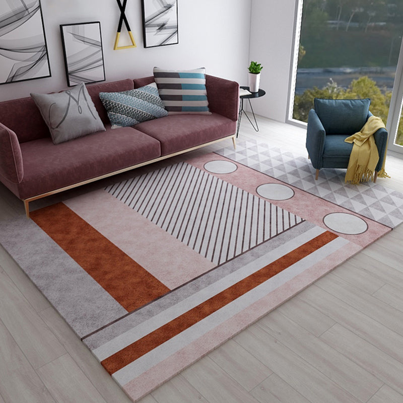 Multi Color Living Room Rug Bold Stripe and Geometric Carpet Synthetics Easy Care Indoor Rug
