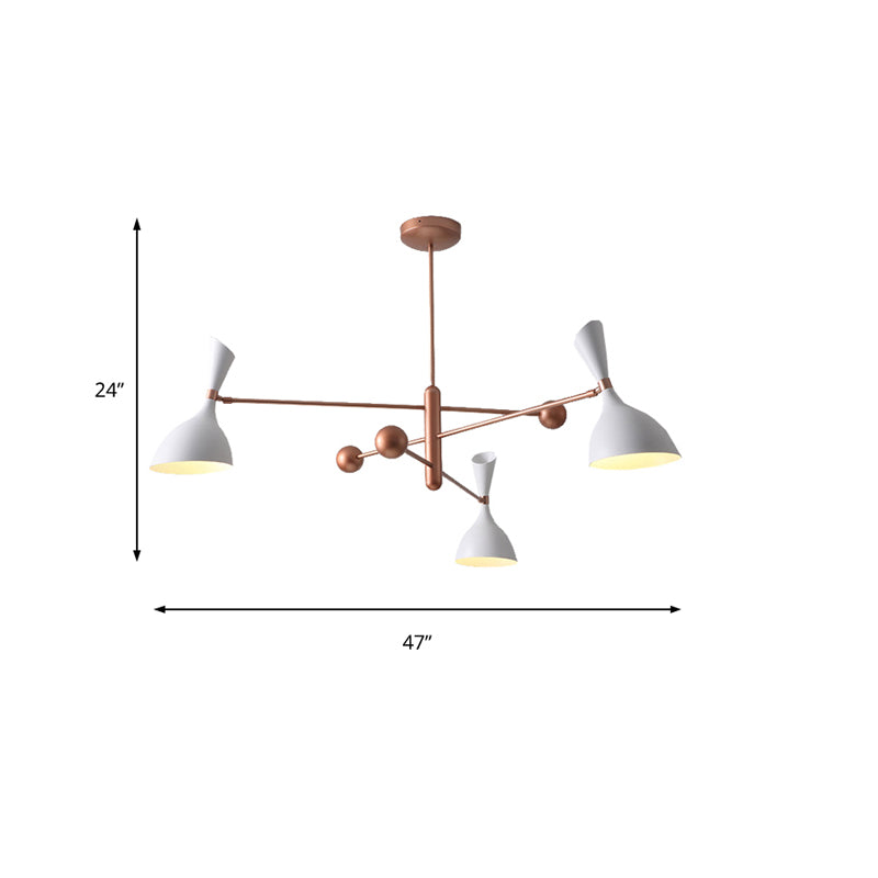 Candelera en forma de embudo de sala con tono negro/blanco metal de metal contemporáneo Luz colgante