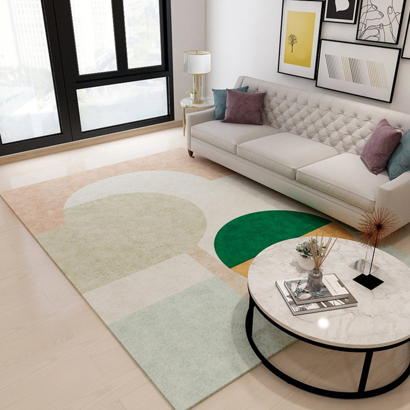 Colorful Abstract Geometric Rug Polypropylene Bold Area Carpet Washable Pet-Friendly Rug for Living Room