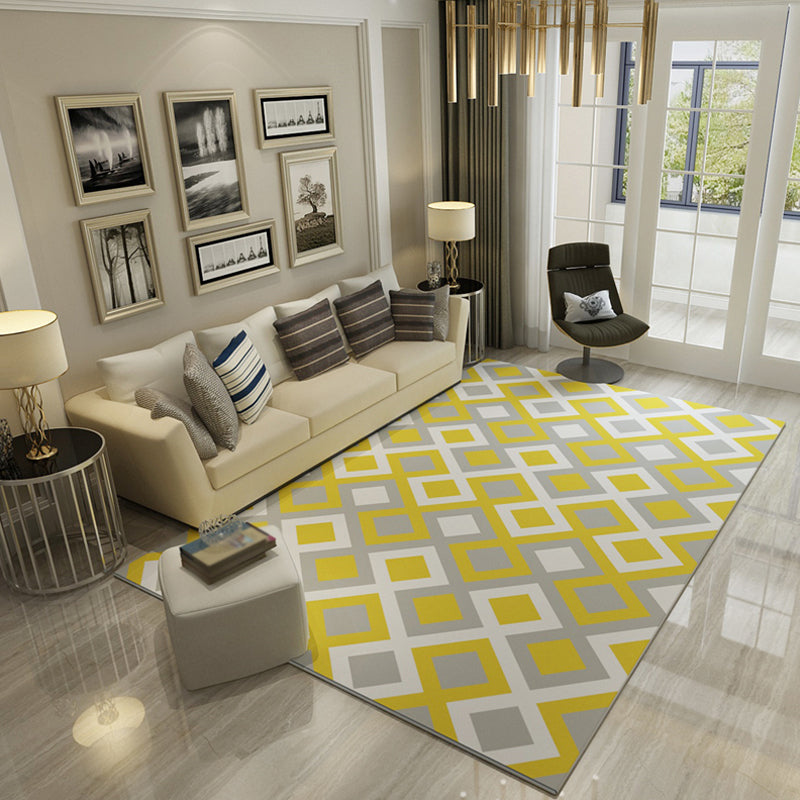 Trendy Bold Rug Multi Colored Geometric Pattern Carpet Washable Stain-Proof Non-Slip Rug for Home Decor