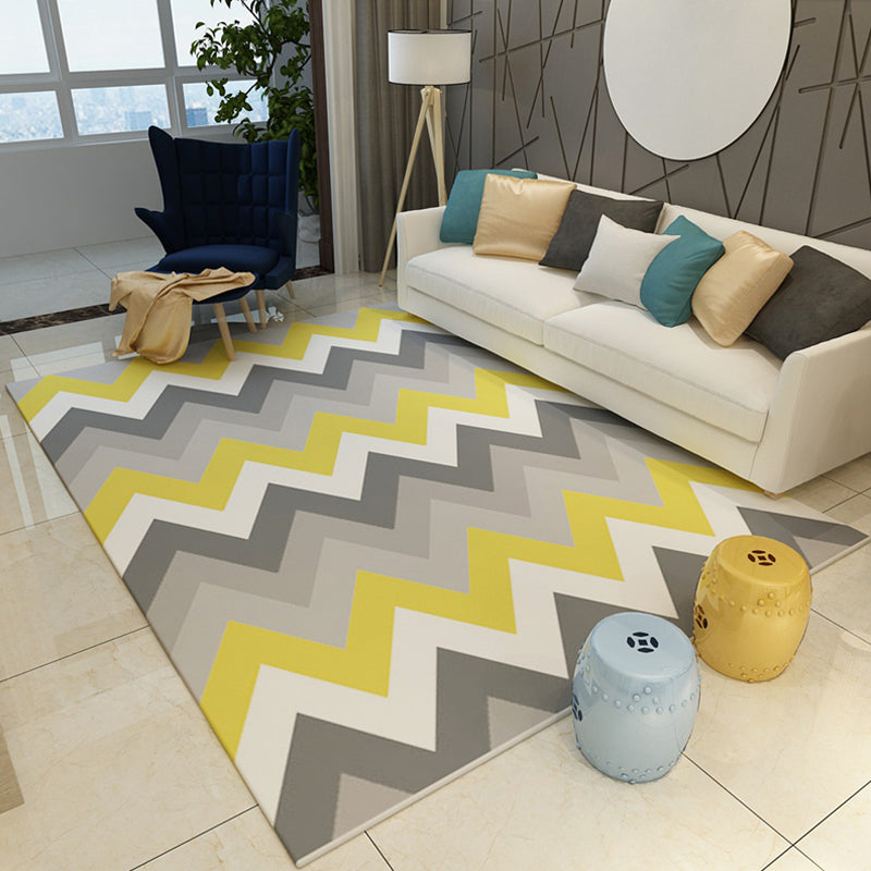 Trendy Bold Rug Multi Colored Geometric Pattern Carpet Washable Stain-Proof Non-Slip Rug for Home Decor
