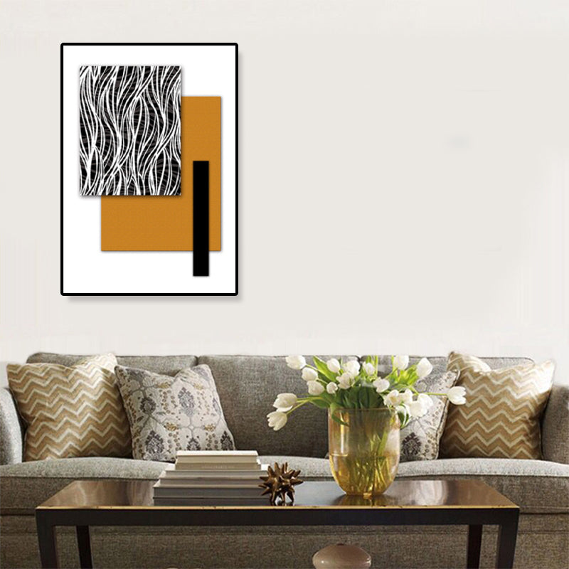 Toile d'art mural géométrique contemporain, décoration murale texturée de couleur foncée pour couloir
