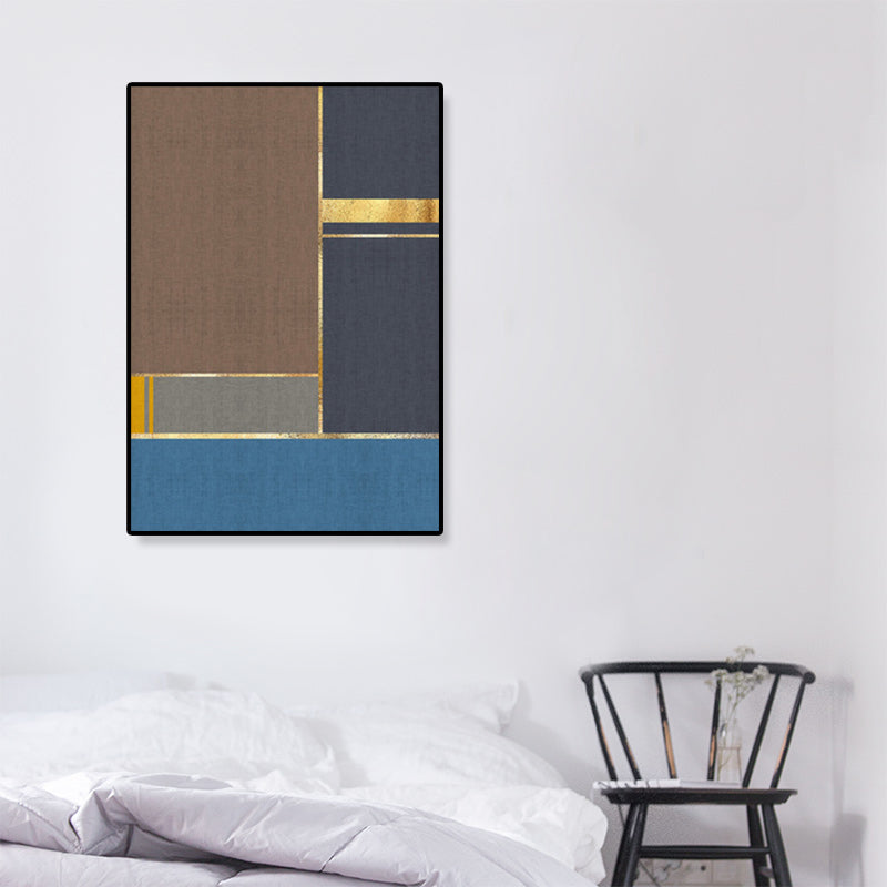 Contemporary Geometric Wall Art Canvas Textured Dark Color Wall Decor for Hallway