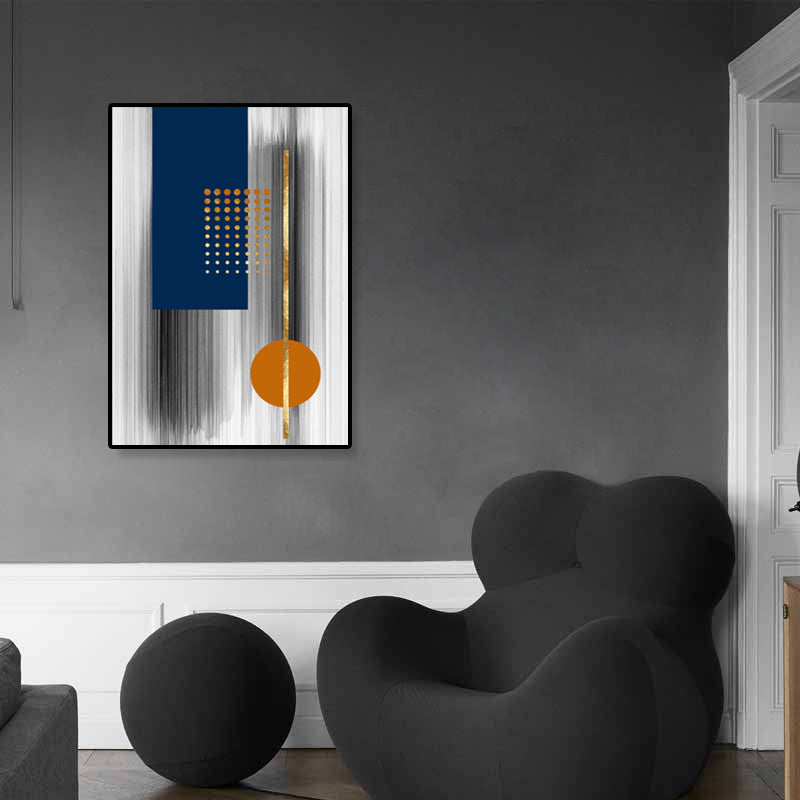 Toile d'art mural géométrique contemporain, décoration murale texturée de couleur foncée pour couloir