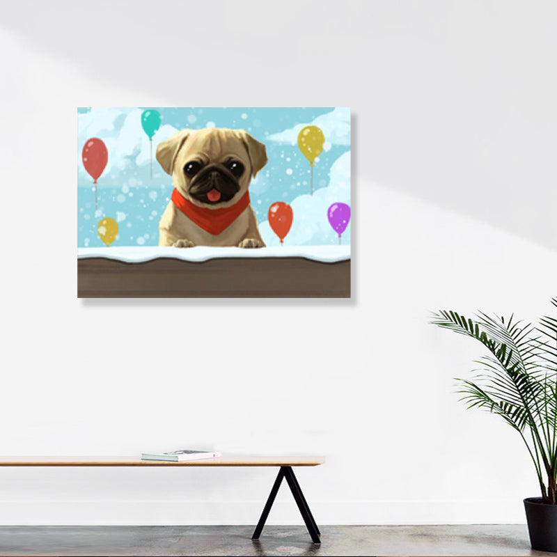 Drawing Animal Wall Decor Soft Color Childrens Art Canvas Print for Boys Bedroom