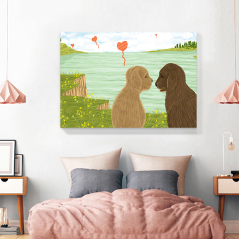 Drawing Animal Wall Decor Soft Color Childrens Art Canvas Print for Boys Bedroom