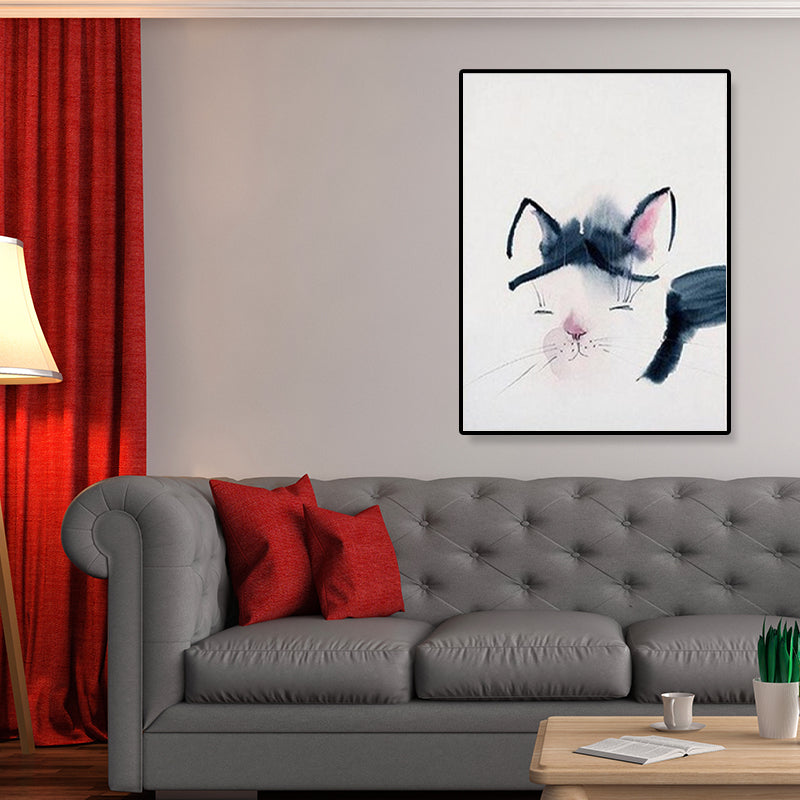 Cute Illustration Animal Canvas Art House Interior Wild Life Wall Decor in Soft Color, Textured