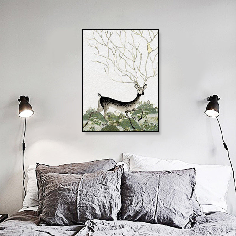 Toile d'art avec illustration mignonne d'animaux, décoration murale intérieure de maison, vie sauvage, couleur douce, texturée