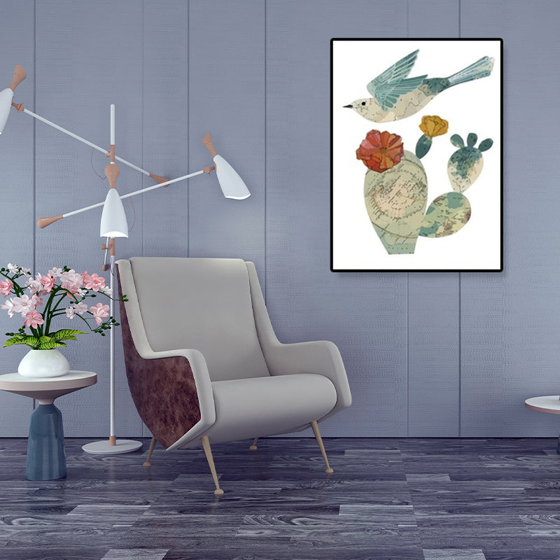 Toile d'art avec illustration mignonne d'animaux, décoration murale intérieure de maison, vie sauvage, couleur douce, texturée