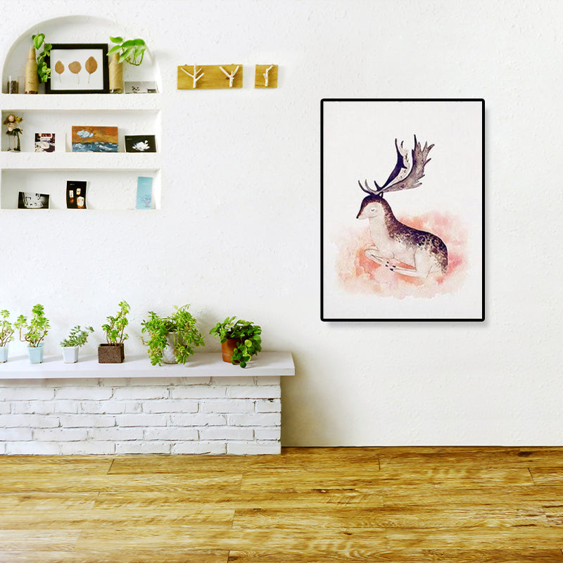 Toile d'art avec illustration mignonne d'animaux, décoration murale intérieure de maison, vie sauvage, couleur douce, texturée