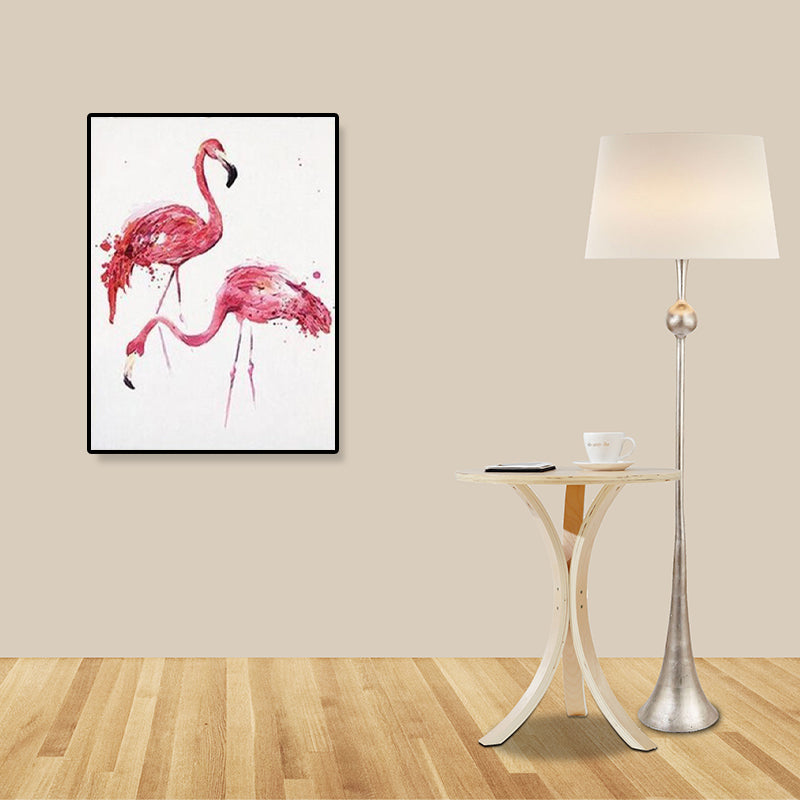 Cute Illustration Animal Canvas Art House Interior Wild Life Wall Decor in Soft Color, Textured