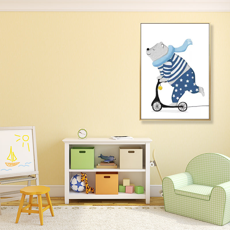 Pastel Animal Canvas Print Textured Cartoon Kids Bedroom Wall Art, Multiple Size Options