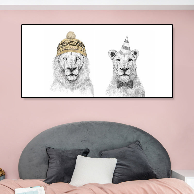 Textured Animal Canvas Art Contemporary Wall Decor for Boys Bedroom, Multiple Sizes Available