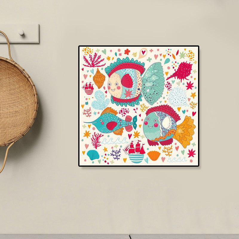 Bunter Cartoon-Wandkunst-Dekor-Illustrations-Tier-Leinwanddruck für Kinderzimmer