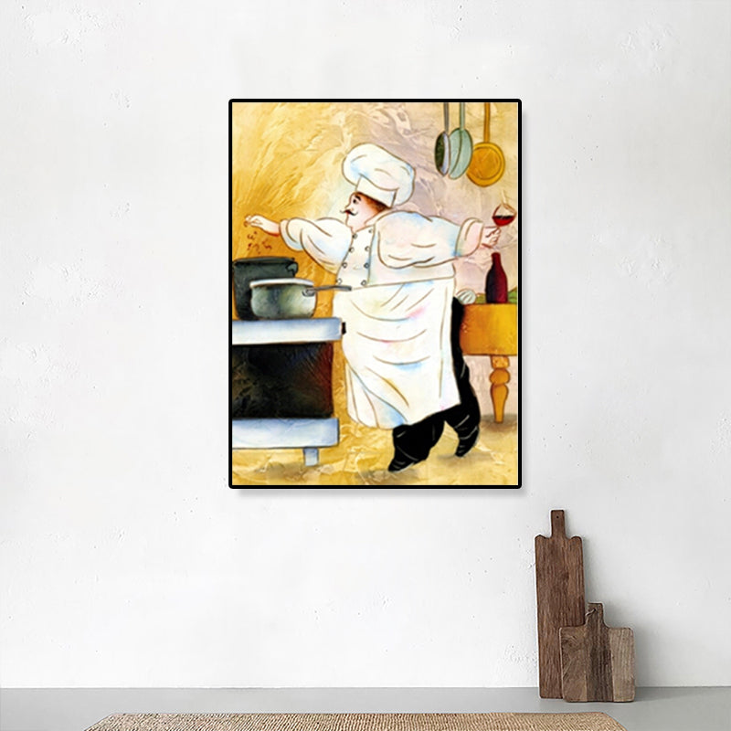 Toile de serviteur illustrée moderne, décoration murale texturée de couleur foncée pour salle à manger