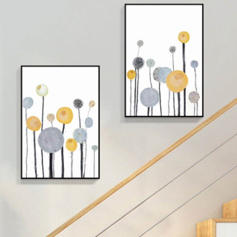Geometric Canvas Wall Art Light Color Nordic Style Wall Decor for Stairs, Set of 2