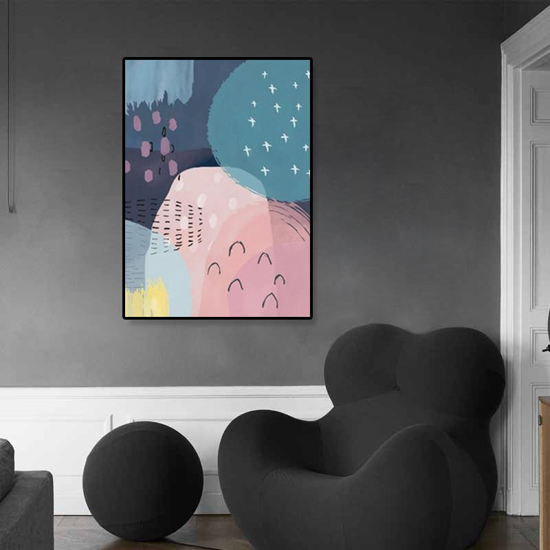 Modern Illustration Abstract Art Print Canvas Textured Pastel Wall Decor for Home