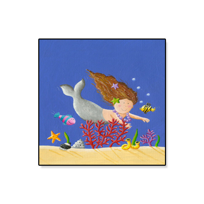 Childrens Art Underwater World Canvas Soft Color Textured Wall Decor for Kids Room
