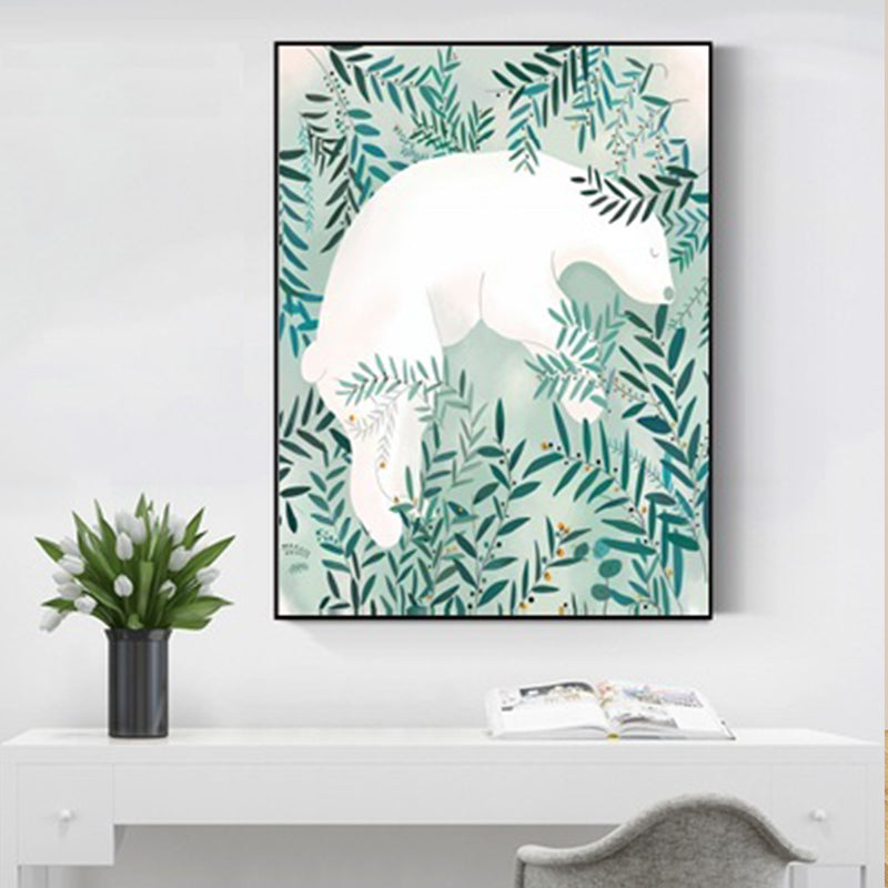 Aqua Willow Branches Canvas Art Botanics Kids Textured Wall Decor on White for Room
