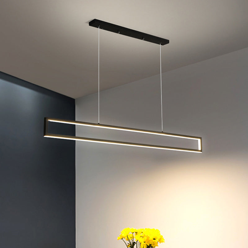 Sospensione rettangolare a led rettangolare Simple Alluminio Black Black Appeding Light in luce calda/bianca/naturale