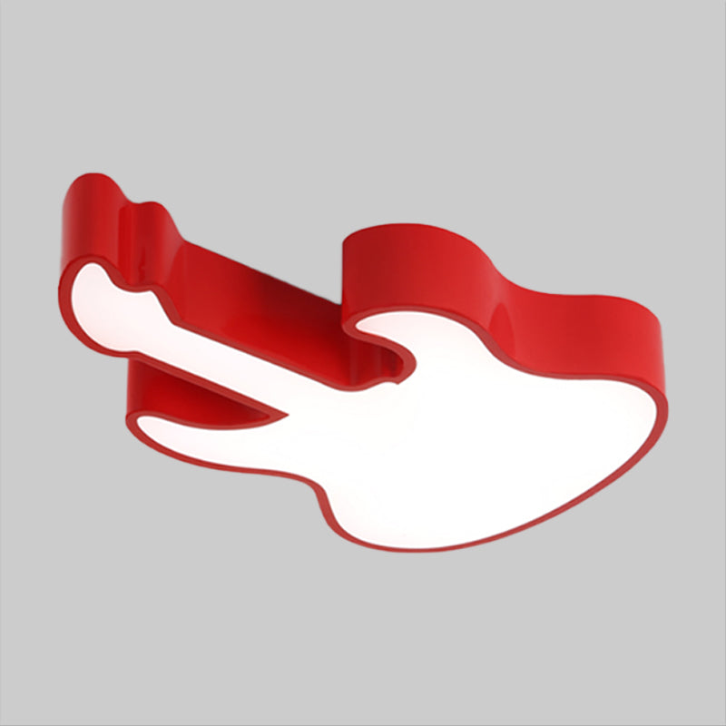 Acrylic Guitar Ceiling Lighting Modernist Red/Yellow/Green LED Flush Mount Fixture for Living Room