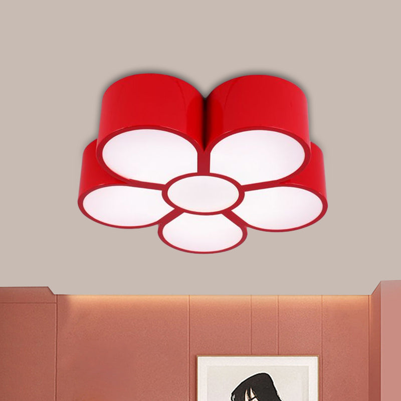 Kids Plum Blossom Flushmount Lighting Acrylic LED Kindergarten Flush Ceiling Light Fixture in Red/Yellow/Blue