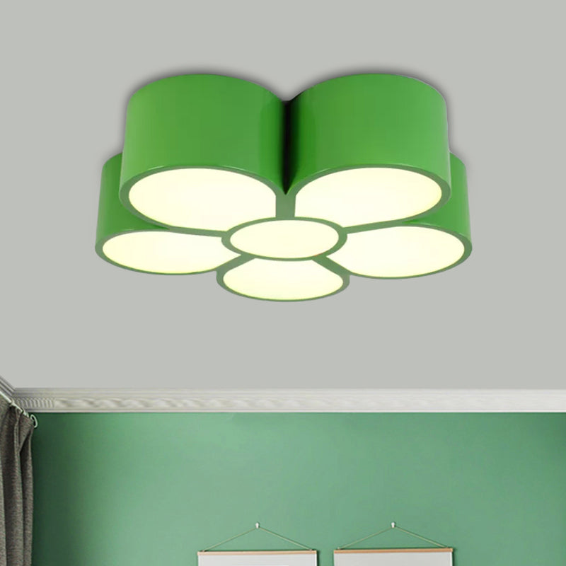 Kids Plum Blossom Flushmount Lighting Acrylic LED Kindergarten Flush Ceiling Light Fixture in Red/Yellow/Blue